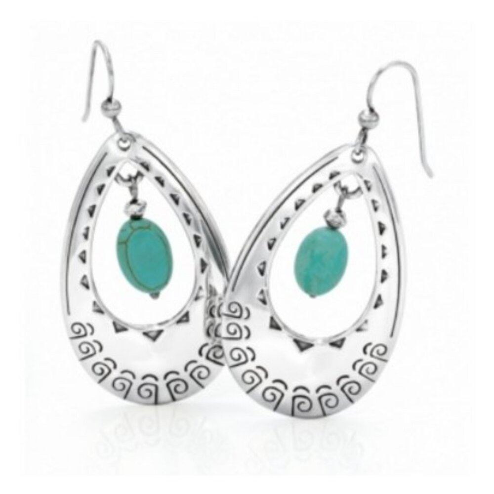NWT Brighton Santa Fe Southwest Turquoise French Wire Drop Earrings
